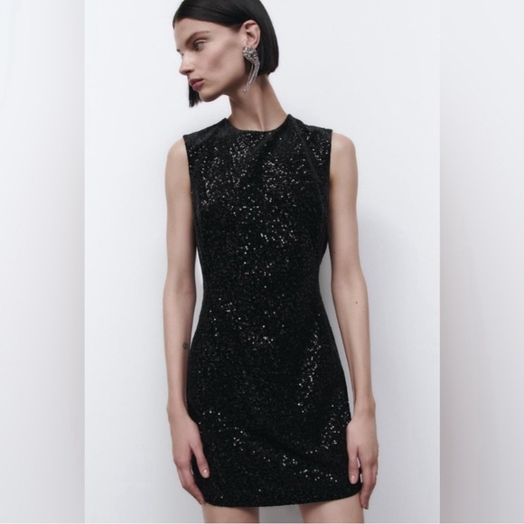 Zara Dresses & Skirts - NWT Zara luxury holiday Sequin Little Black Cocktail Party Dress